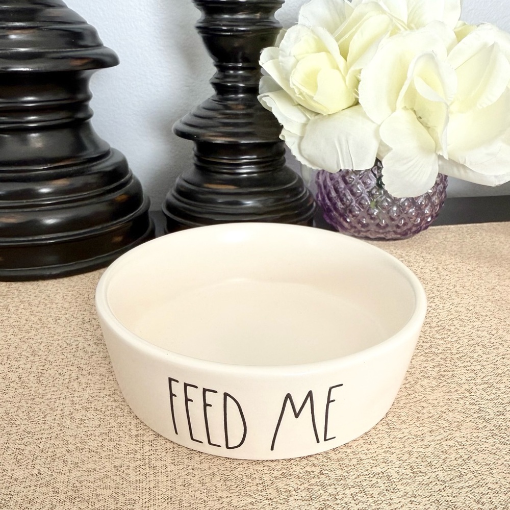 New Rae Dunn FEED ME Pet Ceramic Bowl